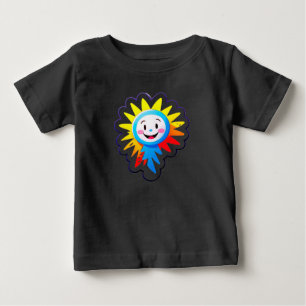Fröhliche Sonne Cartoon mit lächelndem Gesicht Baby T-shirt