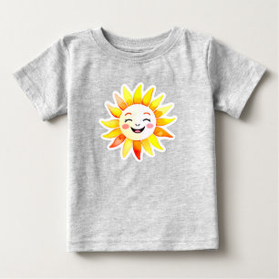 Fröhliche Sonne Cartoon mit lächelndem Gesicht Baby T-shirt
