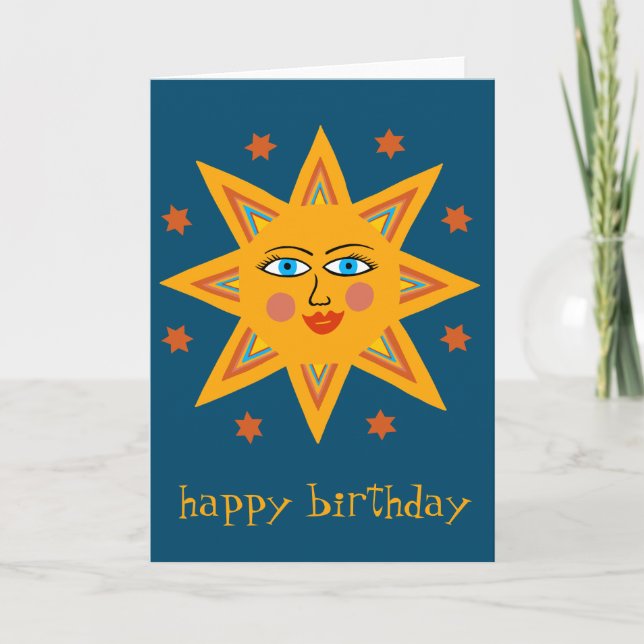 fröhliche Sonne GLÜCKLICH BIRTHDAY CUSTOM Modern B Karte (Vorderseite)