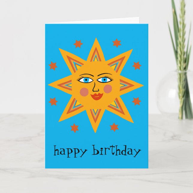 fröhliche Sonne GLÜCKLICH BIRTHDAY CUSTOM Modern B Karte (Vorderseite)