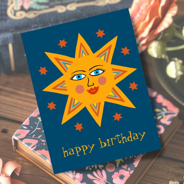 fröhliche Sonne GLÜCKLICH BIRTHDAY CUSTOM Postkarte (Cheerful Sun HAPPY BIRTHDAY CUSTOM Postcard
)