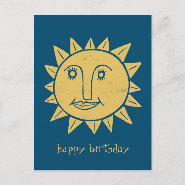 fröhliche Sonne GLÜCKLICH BIRTHDAY CUSTOM Postkarte (Vorderseite)