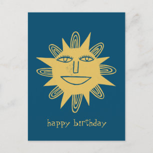 fröhliche Sonne GLÜCKLICH BIRTHDAY CUSTOM Postkarte
