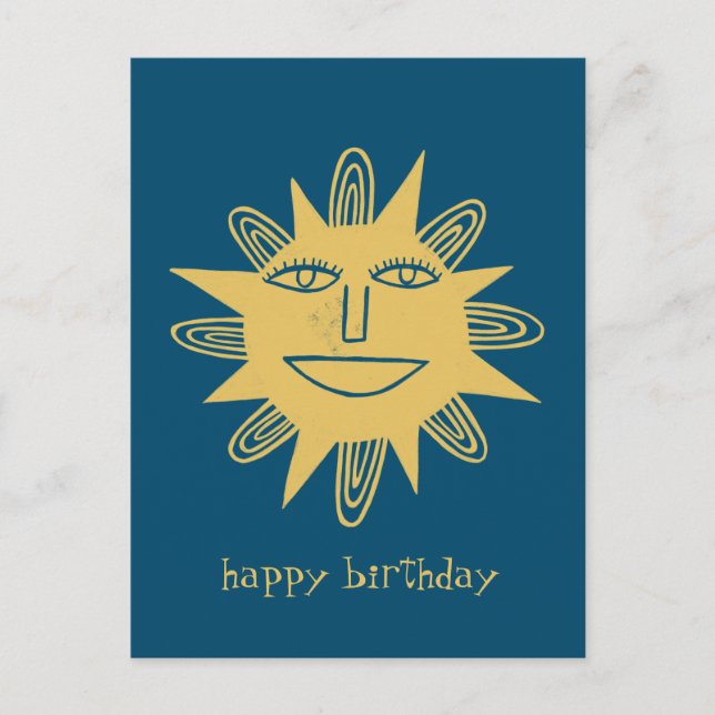 fröhliche Sonne GLÜCKLICH BIRTHDAY CUSTOM Postkarte (Vorderseite)