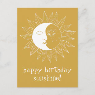 Fröhliche Sonne & Mond HAPPY BIRTHDAY CUSTOM Gold Postkarte