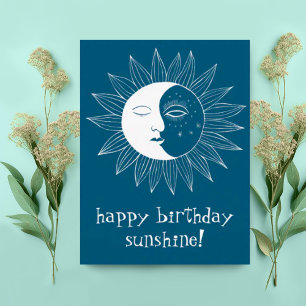 Fröhliche Sonne & Mond HAPPY BIRTHDAY CUSTOM Postkarte
