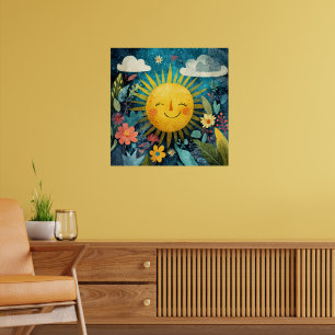 Fröhliche Sonne über dem Garten Poster
