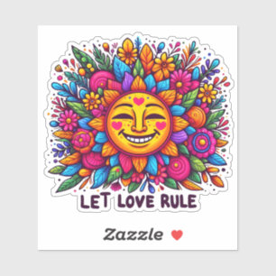 Fröhliche Sonne und florale Sticker