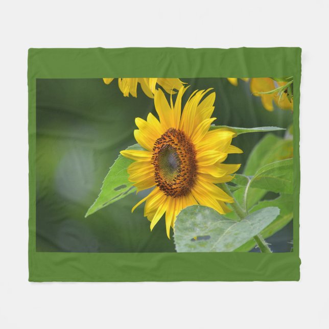 Fröhliche Sonnenblume Fleecedecke (Vorderseite (Horizontal))