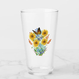 Fröhliche Sonnenblume und Schmetterling Bouquet Kü Glas