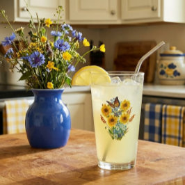 Fröhliche Sonnenblume und Schmetterling Bouquet Kü Glas