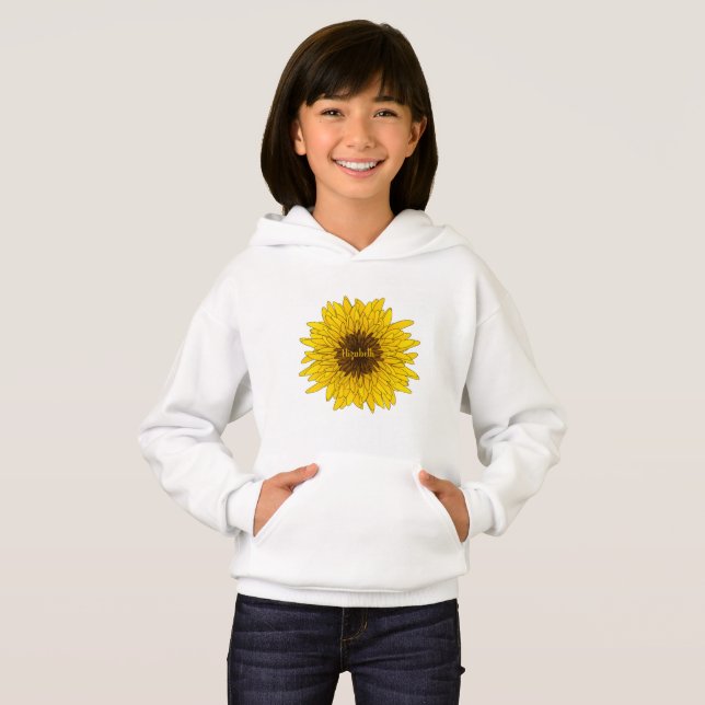fröhliche Sonnenblumenhose mit individuelle Name Hoodie (Vorne ganz)