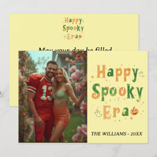 Fröhliche Spooky-Ära-Karte, Familienfoto Halloween