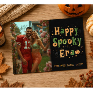 Fröhliche Spooky-Ära-Karte, Familienfoto Halloween