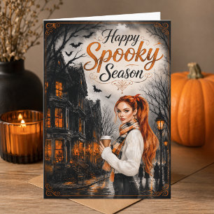 Fröhliche Spukzeit Cozy Fröhliches Halloween-Karte Karte