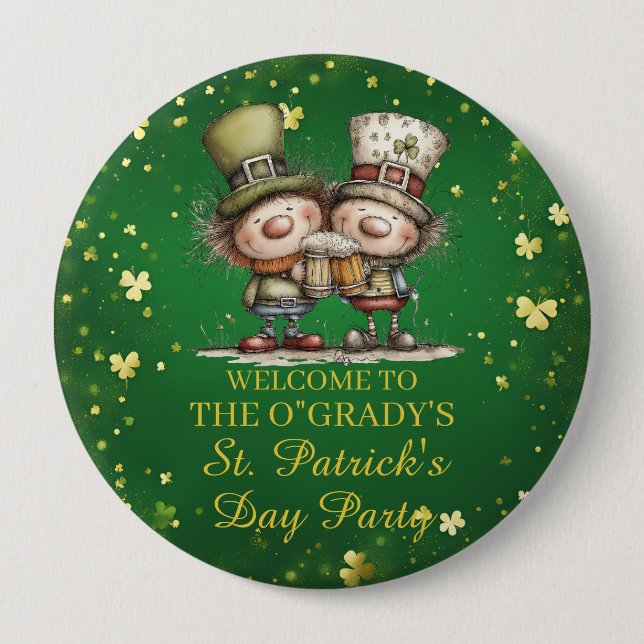 Fröhliche St. Patrick’s Day Party-Illustration Button (Vorderseite)