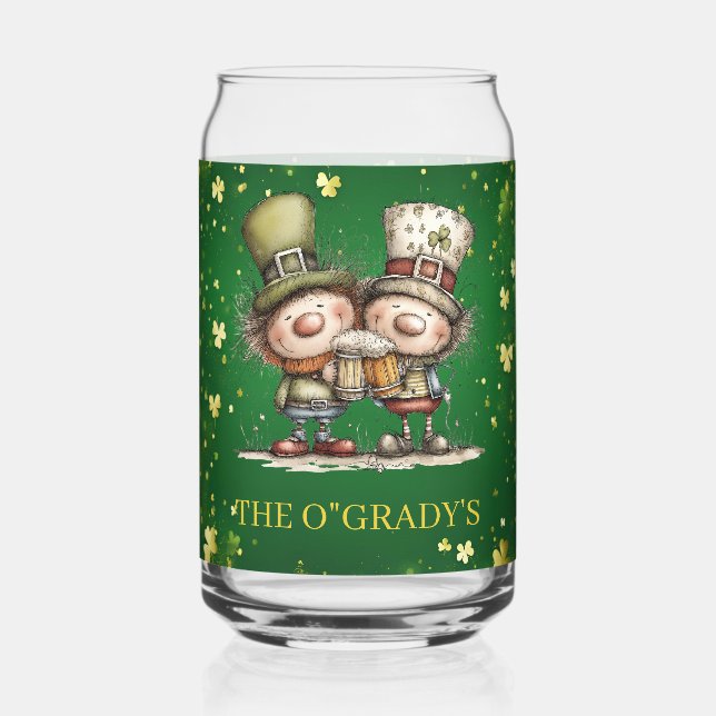 Fröhliche St. Patrick’s Day Party-Illustration Dosenglas (Vorderseite)