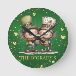 Fröhliche St. Patrick’s Day Party-Illustration Runde Wanduhr
