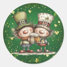 Fröhliche St. Patrick's Day Party-Illustration Runder Aufkleber