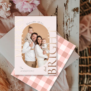 Fröhliche & strahlende Blush-Roségold-Schrift Folien Feiertagskarte
