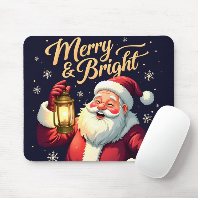 Fröhliche, strahlende Illustration von Santa mit L Mousepad (Mit Mouse)
