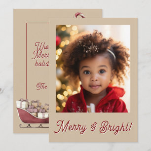 Fröhliche & strahlende rote Foto-Weihnachtsgrüße Feiertagskarte