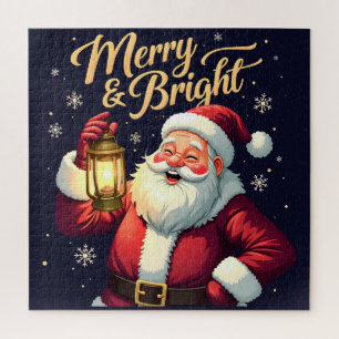 Fröhliche, strahlende Santa-Claus-Illustration mit Puzzle