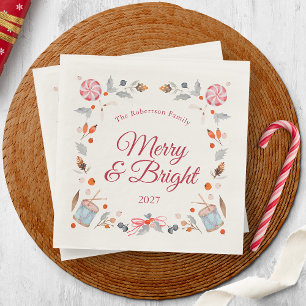 Fröhliche & strahlende Vintage-Weihnachtsfeiertage Serviette