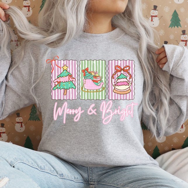 Fröhliche & strahlende vornehme Weihnachten Sweatshirt (Merry & Bright Preppy Christmas Sweatshirt)