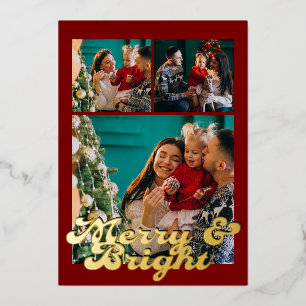 Fröhliche & strahlende Weihnachtsfamilienfotos in Folien Feiertagskarte