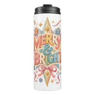 Fröhliche & strahlende Weihnachtsflasche Thermosbecher