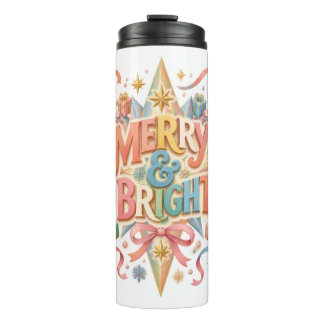 Fröhliche & strahlende Weihnachtsflasche Thermosbecher