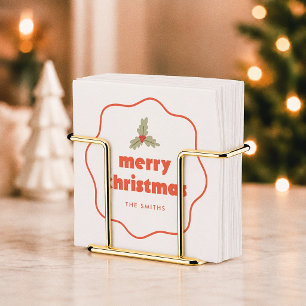 Fröhliche & strahlende wellige Rahmen Weihnachten Serviette