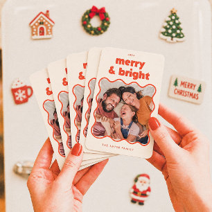 Fröhliche & strahlende wellige Rahmen-Weihnachtsde Magnet