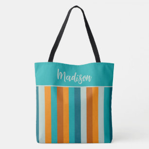 Fröhliche Stripe Pattern Aqua Orange Personalisier