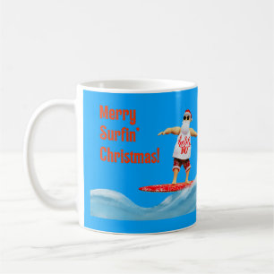 Fröhliche Surfen Weihnachten Santa auf Surfbrett Kaffeetasse
