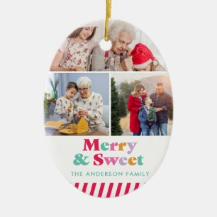 Fröhliche & Süße Weihnachtsfoto-Pastell-Collage Keramik Ornament