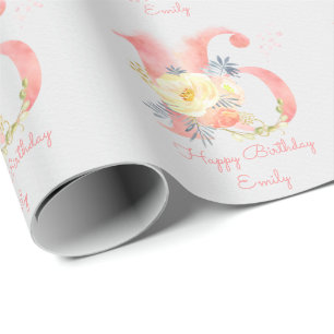 Fröhliche Sweet 16 Floral 16. Geburtstagsfeier Geschenkpapier