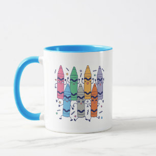 Fröhliche tanzende Buntstifte - Farbige Rückkehr z Tasse
