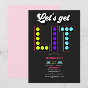Fröhliche Technicolor-Lichter-Party zur Retro-Weih Einladung
