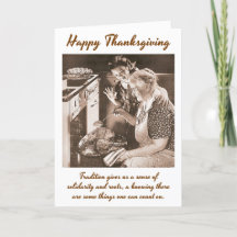 Fröhliche Thanksgiving-Karte Vintage-Sepia-Familie