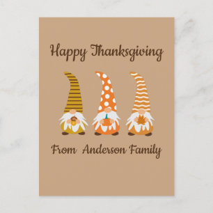 Fröhliche Thanksgiving Lustige Gnome Feiertagskart Feiertagspostkarte