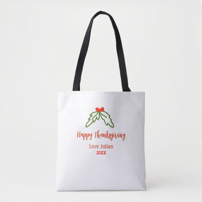 Fröhliche Thanksgiving Rotgrüne Blätter Kirsche Na (Vorderseite)