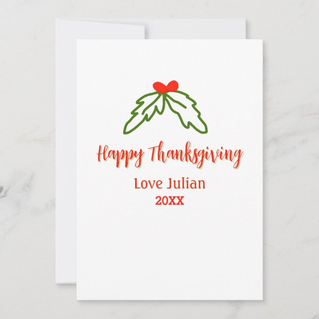 Fröhliche Thanksgiving Rotgrüne Blätter Kirsche Na Einladung (Vorderseite)