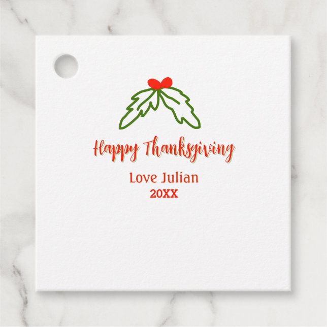 Fröhliche Thanksgiving Rotgrüne Blätter Kirsche Na Geschenkanhänger (Vorderseite)