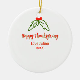 Fröhliche Thanksgiving Rotgrüne Blätter Kirsche Na Keramik Ornament