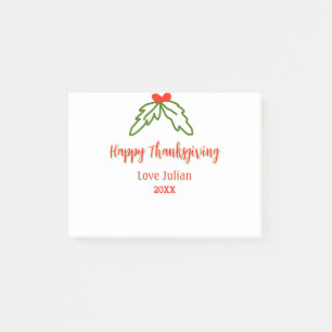 Fröhliche Thanksgiving Rotgrüne Blätter Kirsche Na Post-it Klebezettel