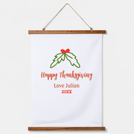 Fröhliche Thanksgiving Rotgrüne Blätter Kirsche Na Wandteppich Mit Holzrahmen