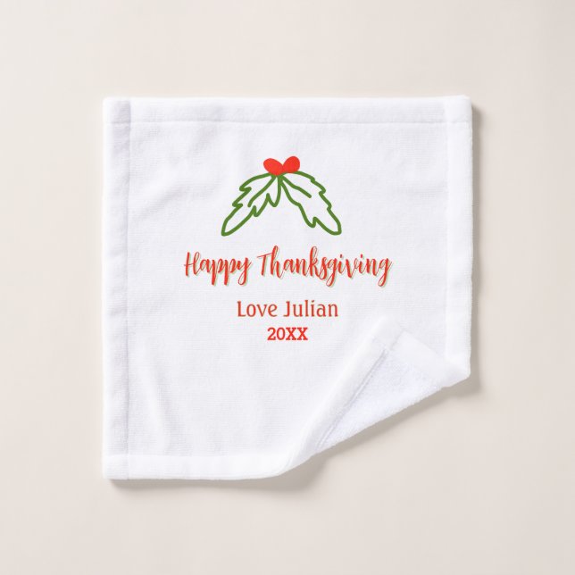 Fröhliche Thanksgiving Rotgrüne Blätter Kirsche Na Waschlappen (Waschlappen)