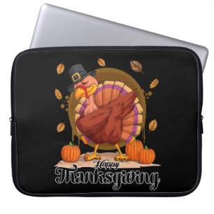 Fröhliche Thanksgiving-Typografie-Kaffeetasse Laptopschutzhülle